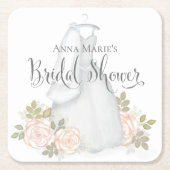 Blush Floral Roos Vrijgezellenfeest Waterverf Kartonnen Onderzetters (Voorkant)