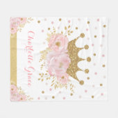  blush Floral Royal Princess Gold Crown Girl Fleece Deken (Voorkant (Horizontaal))