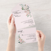 Blush Floral roze in één bruiloft uitnodiging (Afscheurbaar)