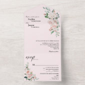 Blush Floral roze in één bruiloft uitnodiging (Binnen)