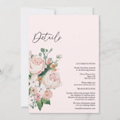 Blush Floral roze monogram in één bruiloft Kaart (Achterkant)