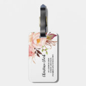 Blush Floral Rozen Boho Peony gepersonaliseerd Bagagelabel (Achterkant verticaal)