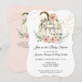 Blush Floral Rozen Herfst White Pumpkin Baby showe Kaart (Voorkant / Achterkant)