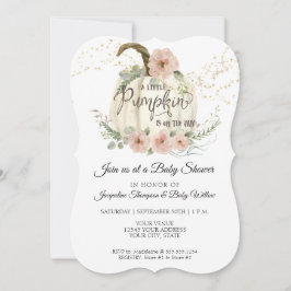 Blush Floral Rozen Herfst White Pumpkin Baby showe Kaart