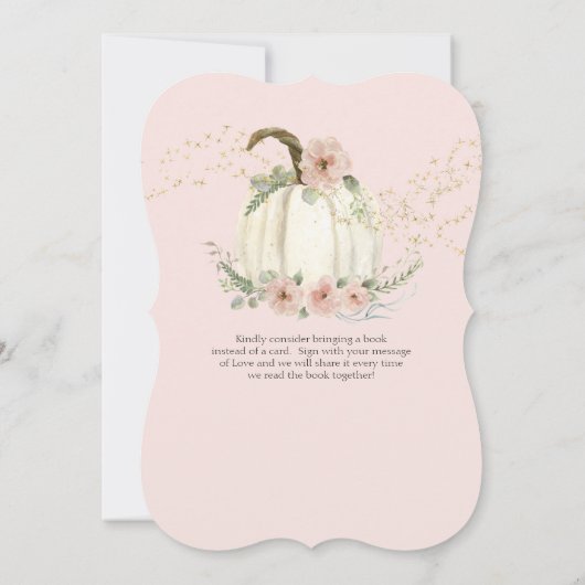 Blush Floral Rozen Herfst White Pumpkin Baby showe Kaart (Achterkant)