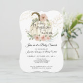 Blush Floral Rozen Herfst White Pumpkin Baby showe Kaart (Staand voorkant)