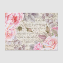  Blush Floral Rozen Oude Letter-ontkoppeling Tissuepapier