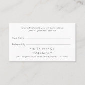 Blush Floral Salon Scissors Logo Verwijs een vrien Visitekaartje (Achterkant)