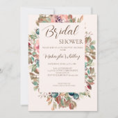Blush Floral Sand Bridal Shower Uitnodiging (Voorkant)