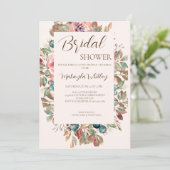Blush Floral Sand Bridal Shower Uitnodiging (Staand voorkant)