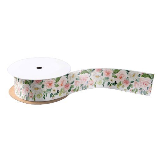 Blush Floral satijn lint (Spoel)
