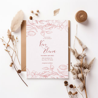 Blush Floral Save the Date Invitation Kaart