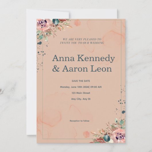 Blush Floral Save-the-Date Kaart (Voorkant)
