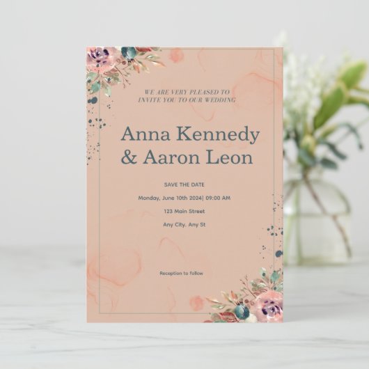 Blush Floral Save-the-Date Kaart (Staand voorkant)