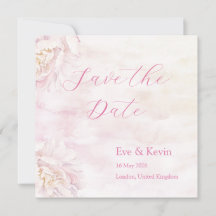 Blush Floral Save the Date Kaart – Waterverf