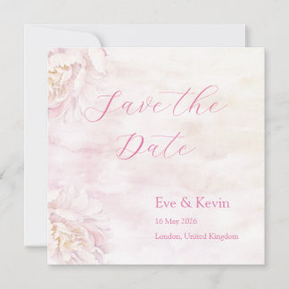 Blush Floral Save the Date Kaart – Waterverf