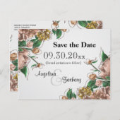Blush Floral Save the Date Wedding Post Card Aankondigingskaart (Voorkant / Achterkant)
