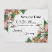 Blush Floral Save the Date Wedding Post Card Aankondigingskaart (Voorkant)