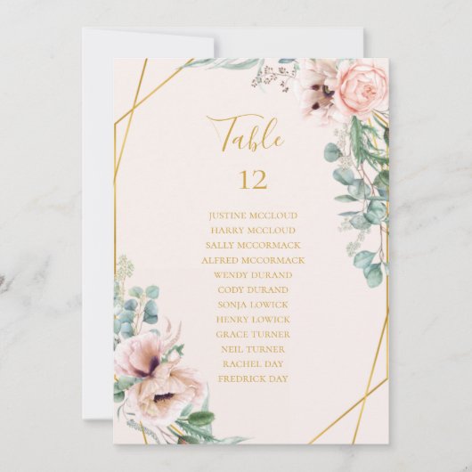 Blush Floral | Schema voor het aantal zetels in pa (Voorkant)