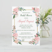 Blush Floral Shower of Party Invitation Kaart (Staand voorkant)