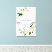 Blush Floral Shower Welkomstbord Canvas Afdruk (Insitu (Houten vloer))