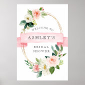 Blush Floral Shower Welkomstbord Poster (Voorkant)