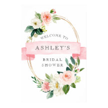 Blush Floral Shower Welkomstbord