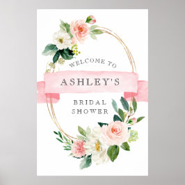 Blush Floral Shower Welkomstbord Poster