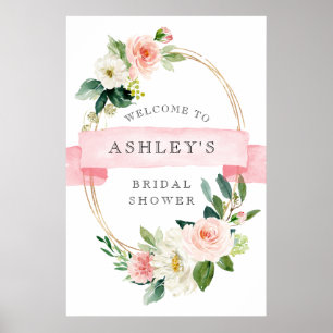 Blush Floral Shower Welkomstbord Poster