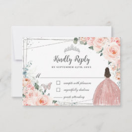 Blush Floral Silver QUINCEAÑERA Dress Butterflies RSVP Kaartje
