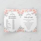 Blush Floral Silver Quinceañera Orde van Gebeurten Programma (Binnen)