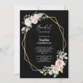 Blush Floral Simple Black Wedding Vrijgezellenfees Kaart (Voorkant)