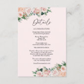 Blush Floral Simple Pink Weddenschap Details Informatiekaartje (Voorkant)