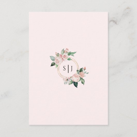 Blush Floral Simple Pink Weddenschap Details Informatiekaartje (Achterkant)