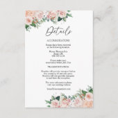 Blush Floral Simple White Wedding Details Informatiekaartje (Voorkant)