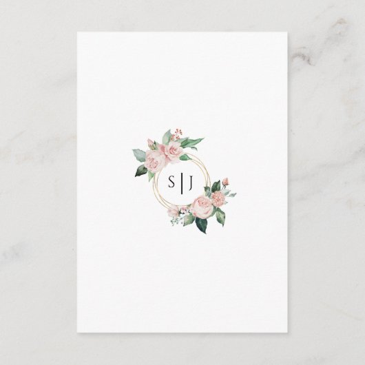 Blush Floral Simple White Wedding Details Informatiekaartje (Achterkant)
