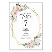 Blush Floral Simple White Wedtable Table Number Kaart (Voorkant)