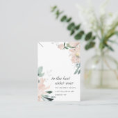 BLUSH FLORAL SISTER GIFT KETTING DISPLAY CARD PLAATSKAARTJE (Staand voorkant)