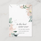 BLUSH FLORAL SISTER GIFT KETTING DISPLAY CARD PLAATSKAARTJE (Voorkant)