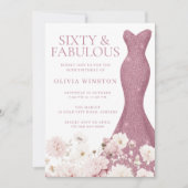 Blush Floral Sixty & Fabulous 60ste verjaardag jur Kaart (Voorkant)