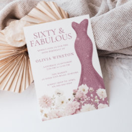 Blush Floral Sixty & Fabulous 60ste verjaardag jur Kaart