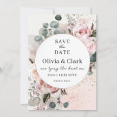 Blush Floral Sla de datum op Kaart (Voorkant)