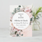 Blush Floral Sla de datum op Kaart (Staand voorkant)