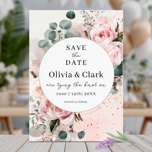 Blush Floral Sla de datum op Kaart