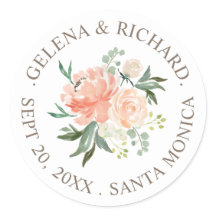 Blush Floral Spring Wedding Envelope Seal