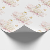 Blush Floral Swan Princess Baby shower Birthday Cadeaupapier (Hoek)