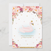 Blush Floral Swan Princess Pool Birthday Party Kaart (Achterkant)
