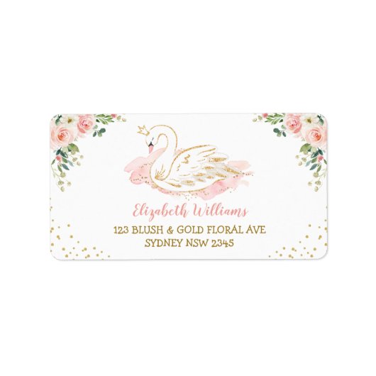 Blush Floral Swan Princess retouradres Etiket (Voorkant)