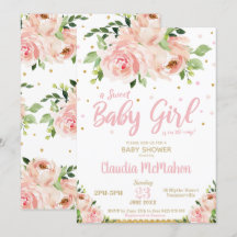Blush Floral Sweet Baby Meisje Douche Roze & Goud