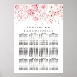 Blush Floral Table Wedding Seating Chart Poster